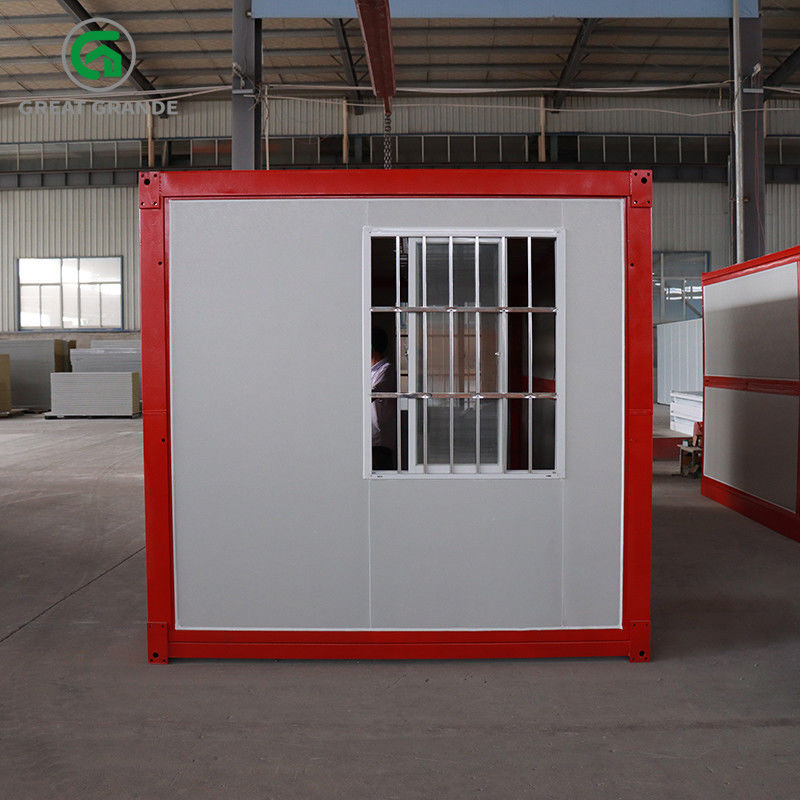La puerta de cristal plegable prefabricada del lado rojo casero del marco del envase galvanizó la ayuda del marco de acero