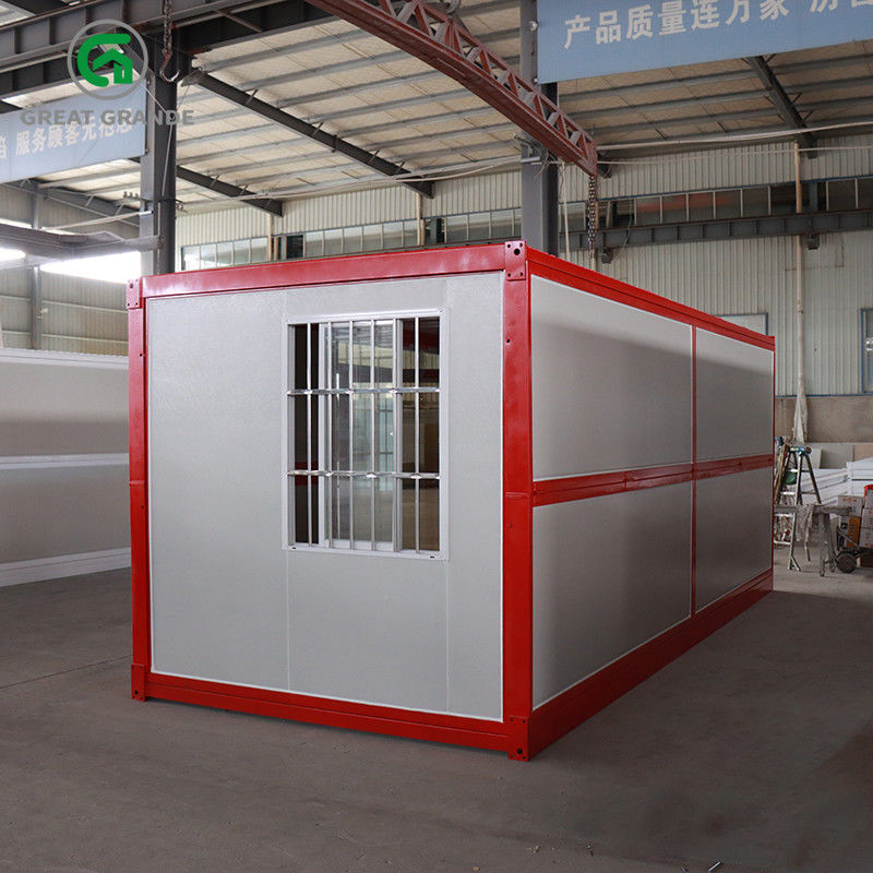 La puerta de cristal plegable prefabricada del lado rojo casero del marco del envase galvanizó la ayuda del marco de acero