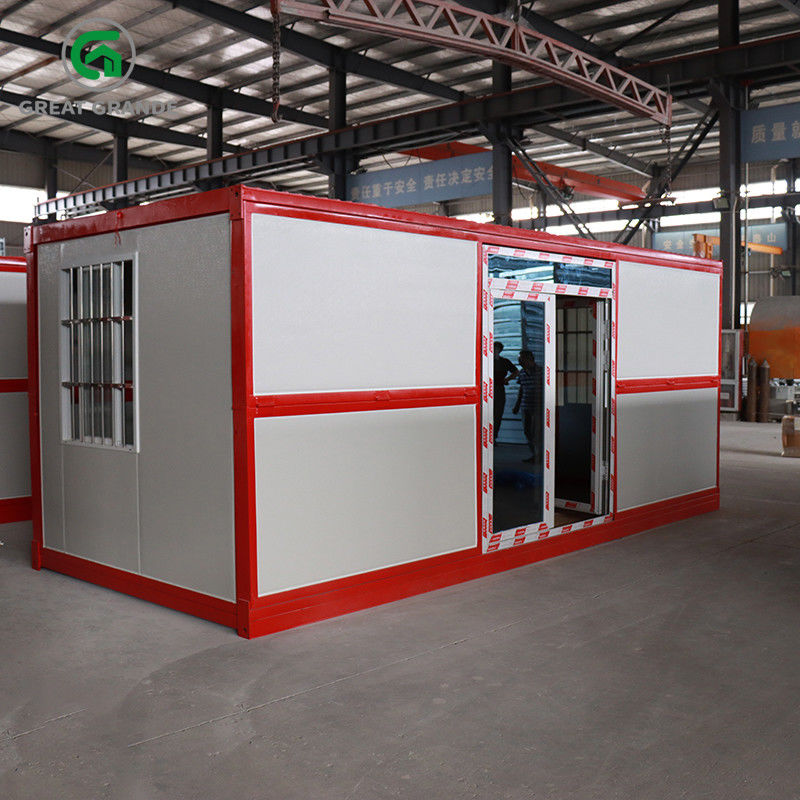 La puerta de cristal plegable prefabricada del lado rojo casero del marco del envase galvanizó la ayuda del marco de acero
