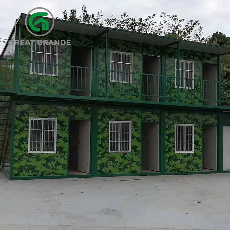 Envase de acero de la oficina del sitio del contenedor modular portátil prefabricado de la casa para acampar del ejército