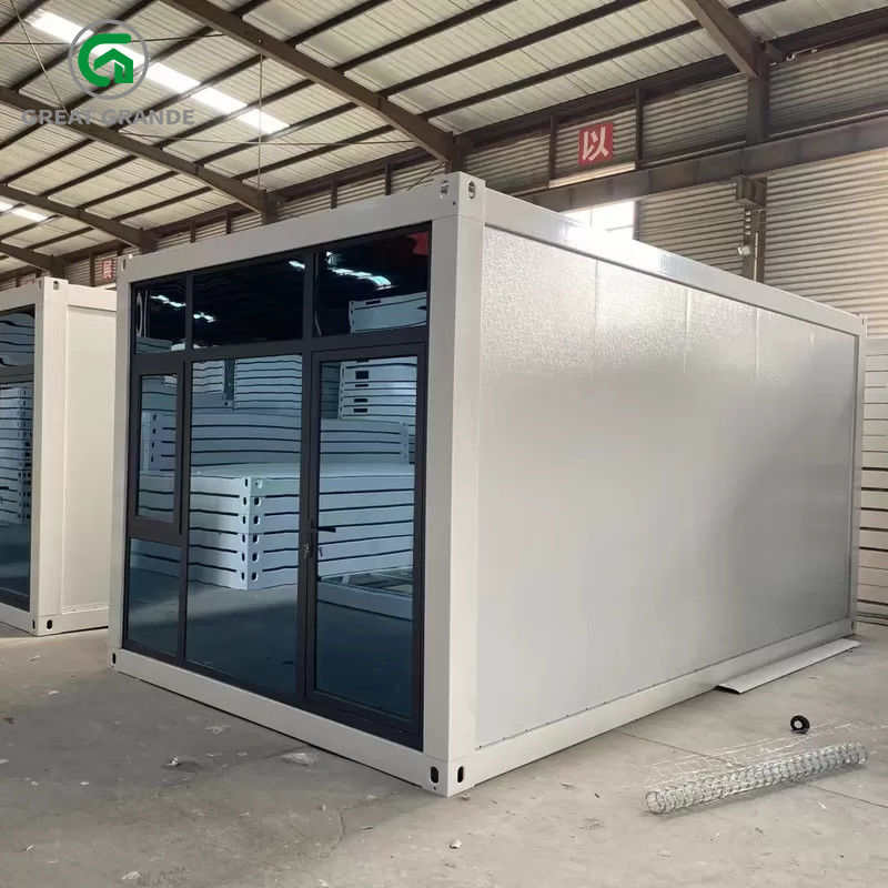 Casa plegable extensible prefabricada del envase de la base de cristal para el envío vivo moderno