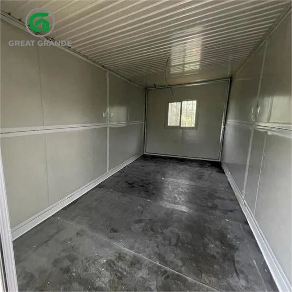 Casa de contenedores plegables prefabricada de acero puerta de vidrio pared marrón disponible para alquiler