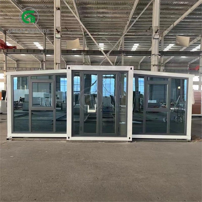 20 pies plegables casas pequeñas fabricante puerta de vidrio marrón diez minutos construir marco de acero galvanizado