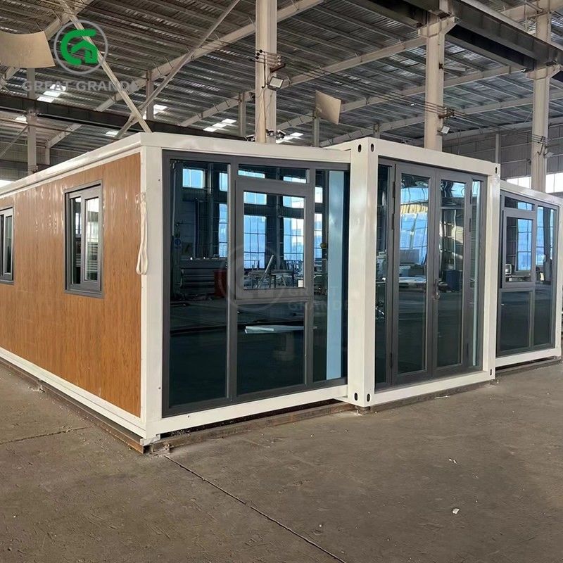 20 pies plegables casas pequeñas fabricante puerta de vidrio marrón diez minutos construir marco de acero galvanizado