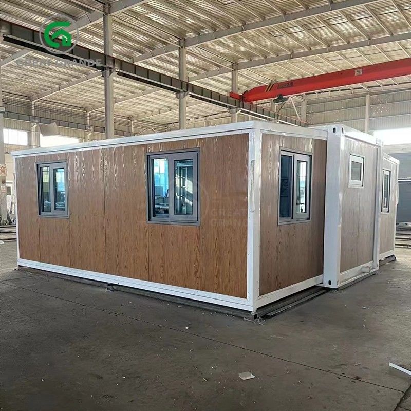 20 pies plegables casas pequeñas fabricante puerta de vidrio marrón diez minutos construir marco de acero galvanizado