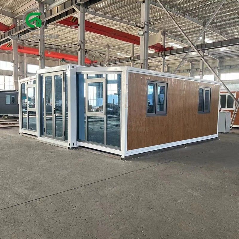 20 pies plegables casas pequeñas fabricante puerta de vidrio marrón diez minutos construir marco de acero galvanizado