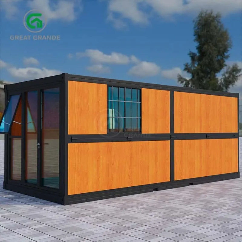 20 pies Casas plegables portátiles Fabricante Camas plegables en cubos paneles de grano de madera tablero de lana de roca