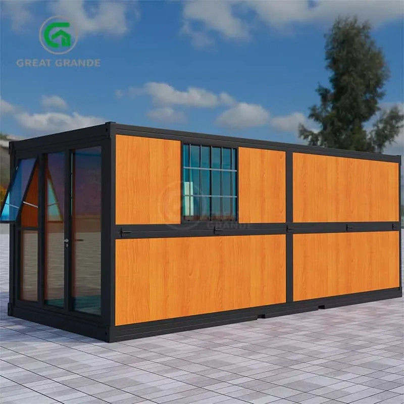 20 pies Casas plegables portátiles Fabricante Camas plegables en cubos paneles de grano de madera tablero de lana de roca