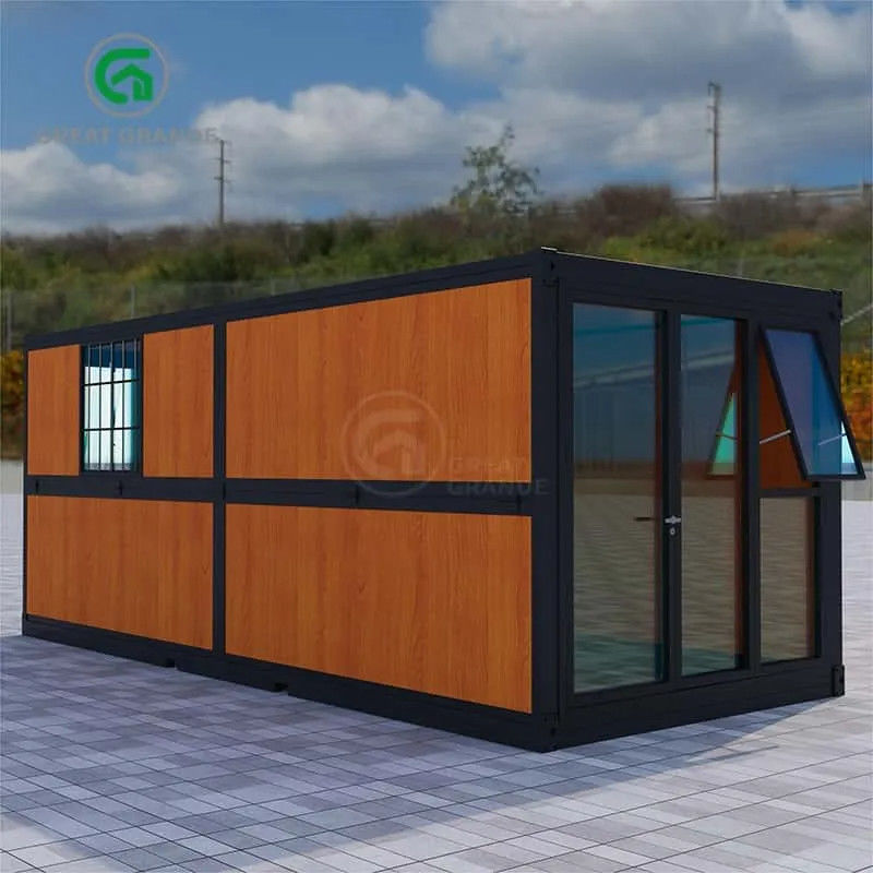 20 pies Casas plegables portátiles Fabricante Camas plegables en cubos paneles de grano de madera tablero de lana de roca