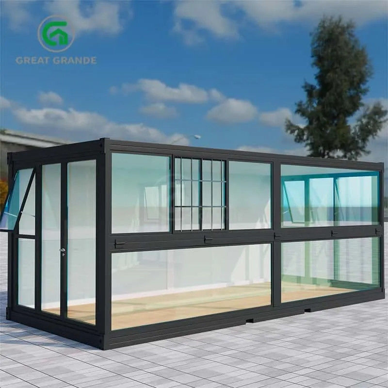 20 pies Casas plegables portátiles Fabricante Camas plegables en cubos paneles de grano de madera tablero de lana de roca